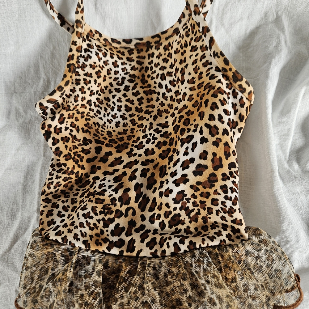 Flapdoodles NWOT Leopard Print Bathing Suit with Mesh Detail